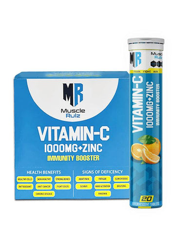 Muscle Rulz Vitamin-C Immunity Booster, 1 Unit, 20 Effervescent Tablets, Orange